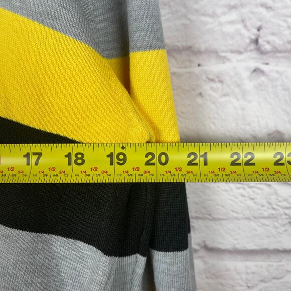 J5021 iClosam yellow, gray, and black striped crew neck sweater size 2XL - Picture 5 of 6